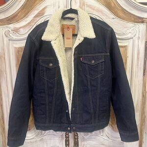 Levi's Blue Denim Jacket with White Sherpa Lining